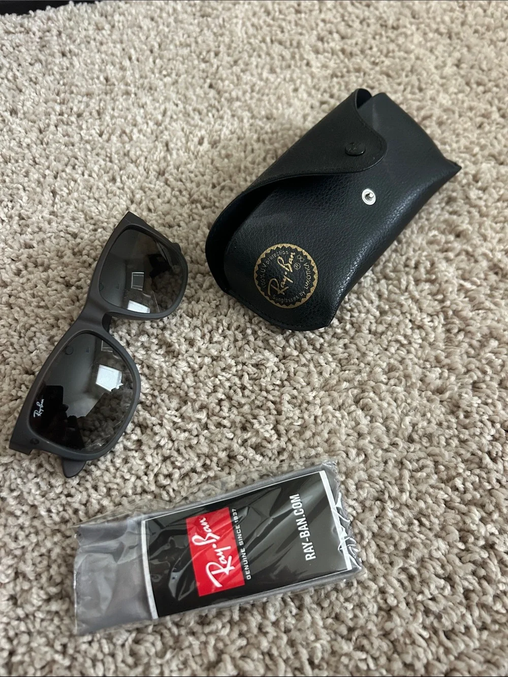 Ray-Ban Men’s Black Frame Sunglasses with Dark Lenses